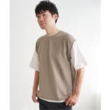 ベージュ | フクレジャカードフェイクベストTシャツ | ikka