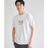 ホワイト | ポンチスリーメン刺繍Tシャツ | ikka
