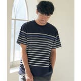 ネイビーブルー | 【接触冷感/吸水速乾】アーバンドライパネルボーダーTシャツ | ikka