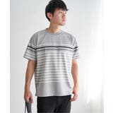 グレー | 【接触冷感/吸水速乾】アーバンドライパネルボーダーTシャツ | ikka