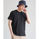 ブラック | ヘリンボンフクレジャカードTシャツ | ikka