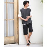 ヘリンボンキーネックフェイクベストTシャツ | ikka | 詳細画像5