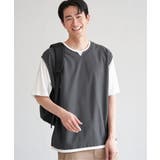 ヘリンボンキーネックフェイクベストTシャツ | ikka | 詳細画像7
