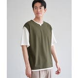 ヘリンボンキーネックフェイクベストTシャツ | ikka | 詳細画像11
