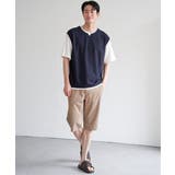 ヘリンボンキーネックフェイクベストTシャツ | ikka | 詳細画像15