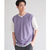 ヘリンボンキーネックフェイクベストTシャツ | ikka | 詳細画像17