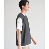 ヘリンボンキーネックフェイクベストTシャツ | ikka | 詳細画像23