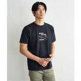 ネイビーブルー | 冷感ポンチ刺繍Tシャツ | ikka