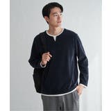 ネイビーブルー | カットコールキーネックフェイクプルオーバー | ikka