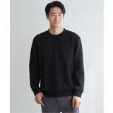 ブラック | フクレジャカードポケット付きクルーネックプルオーバー | ikka