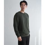 カーキ | フクレジャカードポケット付きクルーネックプルオーバー | ikka