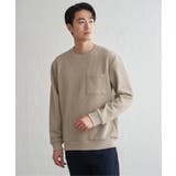 ベージュ | フクレジャカードポケット付きクルーネックプルオーバー | ikka