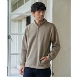 ベージュ | ツイルジャカード裏起毛ハーフジッププルオーバー | ikka 