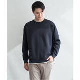 ネイビーブルー | GOKU楽リップルダンボールクルーネック | ikka 