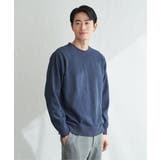 ネイビーブルー | モールワッフルクルーネック | ikka 