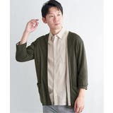 カーキ | 7分袖バイカラーボタンレスカーディガン | ikka