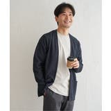 ネイビーブルー | ダブルフェイスDRY鹿の子カーディガン | ikka 