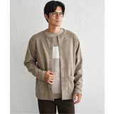ベージュ | ボンディングクルーネックカーデ | ikka 