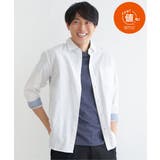 ホワイト | 【吸水速乾】7分袖イージーケアリネン無地シャツ | ikka