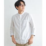 ホワイト | 【速乾】7分袖イージーケアリネンバンドカラーシャツ | ikka