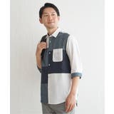 7分袖ブロックス スエード調切り替えシャツ | ikka  | 詳細画像5 