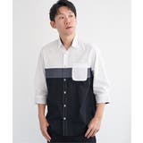 ホワイト | 7分袖オックス胸切り替えシャツ | ikka 