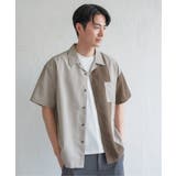 ベージュ | リネンライク切り替えオープンカラーシャツ | ikka