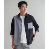 ネイビーブルー | 7分ブロックスドライタッチシャツ | ikka