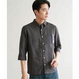 チャコール | 7分袖リネン混切り替えポケットシャツ | ikka