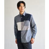 ネイビーブルー | オックスブロックスグラデシャツ | ikka 