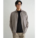 ベージュ | ネル無地/チェック柄 スイスカラーシャツ | ikka