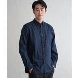 ネイビーブルー | イージーケアネルチェックスイスカラーボタンダウンシャツ | ikka 