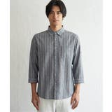 【吸水速乾】フレンチリネンMIX袖2WAYストライプシャツ | ikka  | 詳細画像14 
