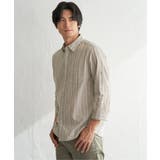 ベージュ | 【吸水速乾】フレンチリネンMIX袖2WAYストライプシャツ | ikka 