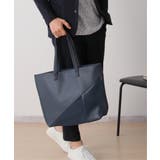 ネイビー | PU切り替えトートバッグ | ikka