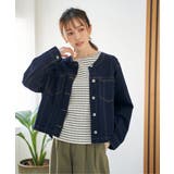 ネイビーブルー | ストレッチデニムノーカラーシャウター【親子コーデ】 | ikka 