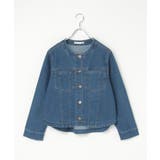 ブルー | ストレッチデニムノーカラーシャウター【親子コーデ】 | ikka 