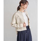 アイボリー | ストレッチデニムノーカラーシャウター【親子コーデ】 | ikka 