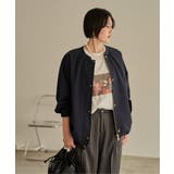 ネイビーブルー | 【撥水】グログランノーカラーブルゾン【雑誌InRed11月号掲載】 | ikka 