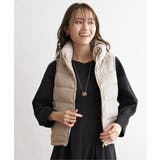 ベージュ | 細コールボリューム襟ベスト | ikka 