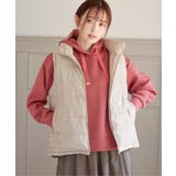 ベージュ | 細コールボリューム襟ベスト | ikka 