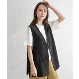 ブラック | ノーカラーサイドスリットジレ | ikka