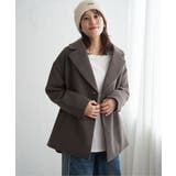 ブラウン | 【静電防止】ウールライクストレッチテーラーコート | ikka 