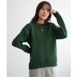 グリーン | コットンMIXスウェットライクニット | ikka 