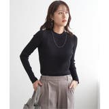 ブラック | ミニハイネックリブニット | ikka 