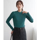 グリーン | ミニハイネックリブニット | ikka 