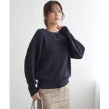 ネイビーブルー | ラメスパンコールニットプルオーバー | ikka 