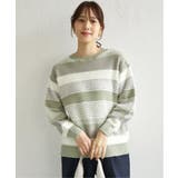 フェザー切り替えボーダーニットプルオーバー | ikka  | 詳細画像8 