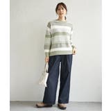 フェザー切り替えボーダーニットプルオーバー | ikka  | 詳細画像10 