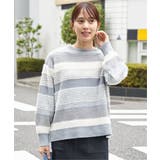 フェザー切り替えボーダーニットプルオーバー | ikka  | 詳細画像15 